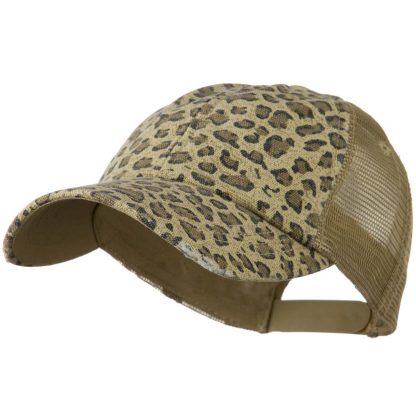 Vintage Look Distressed Leopard Ball Cap