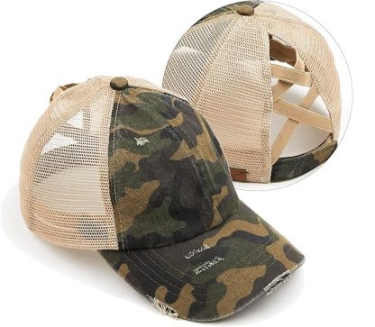 Distressed Ponytail Ball Caps