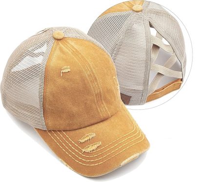 Distressed Ponytail Ball Caps