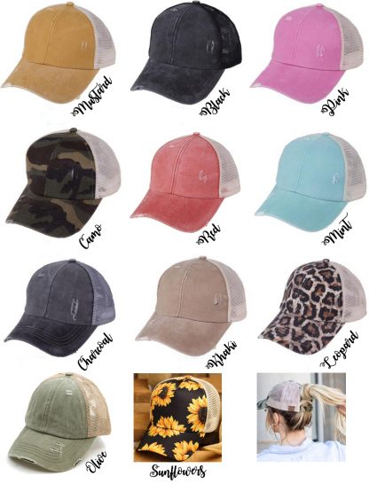 11 colors criss cross ponytail hats blanks
