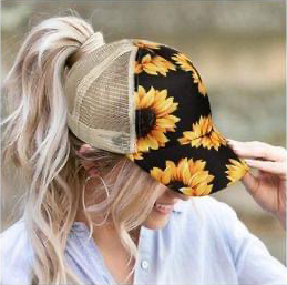 sunflowers criss cross ponytail hats blanks
