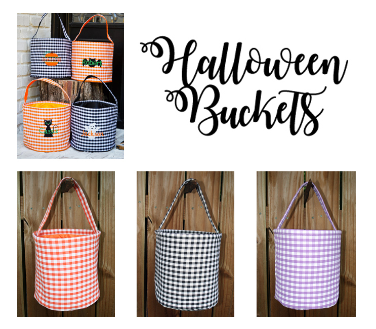 Wholesale Gingham Halloween basket embroidery blanks for your store - Faire