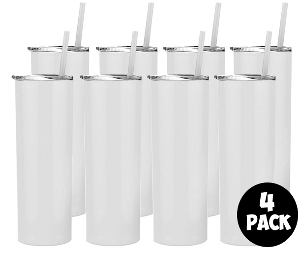 20 oz Skinny Straight Sublimation Tumblers 4 Pack - Blanks Outlet