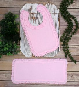 Paty Bib & Burp Set White with Pink Trim main image 0