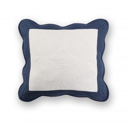 white with navy blue edge heirloom quilted pillow cover blanks