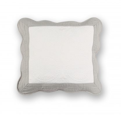 white with gray edge heirloom quilted pillow cover blanks