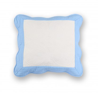 white with light blue edge heirloom quilted pillow cover blanks