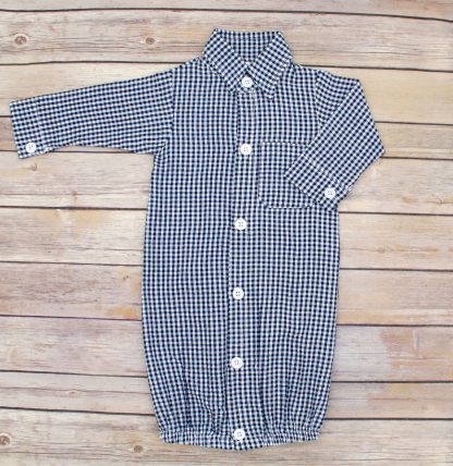 Blank Blue Gingham Baby Gowns