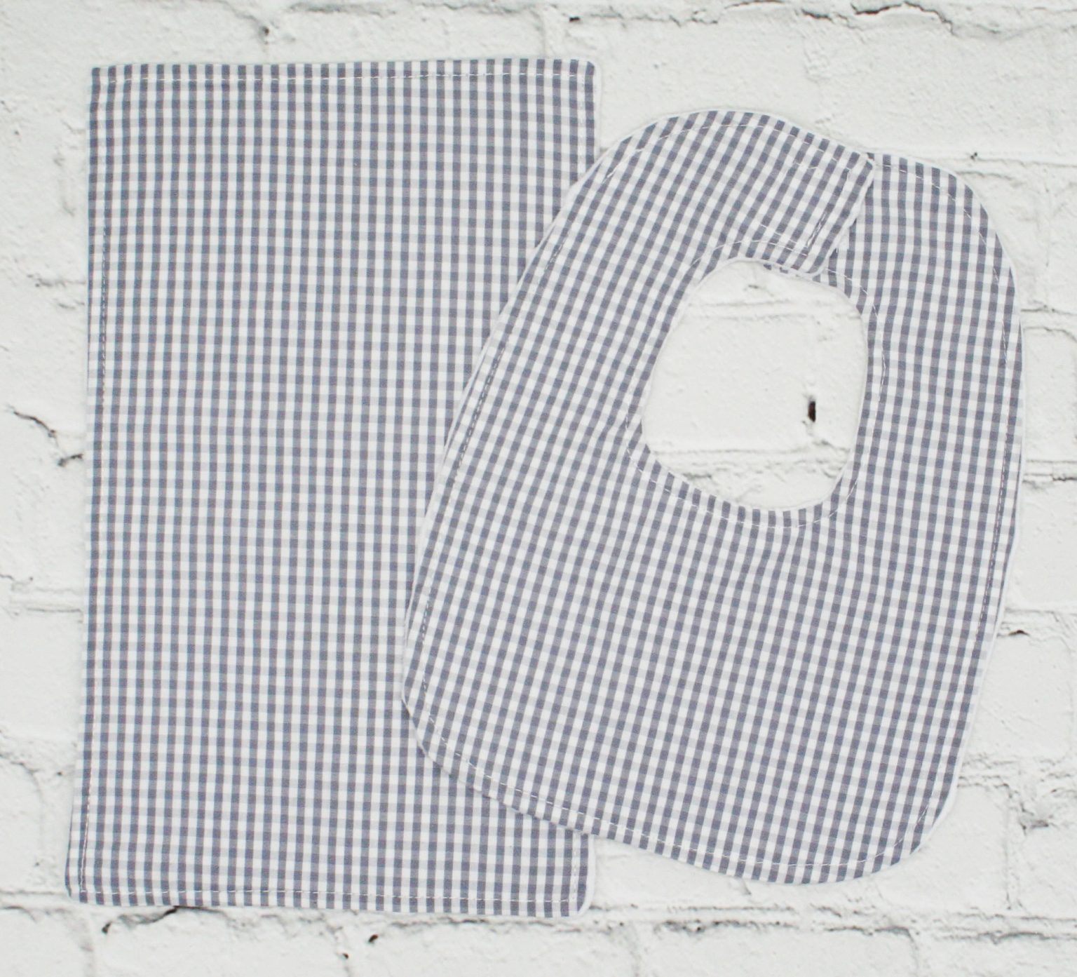 Bib & Burp Cloth Sets Gingham Blanks Outlet