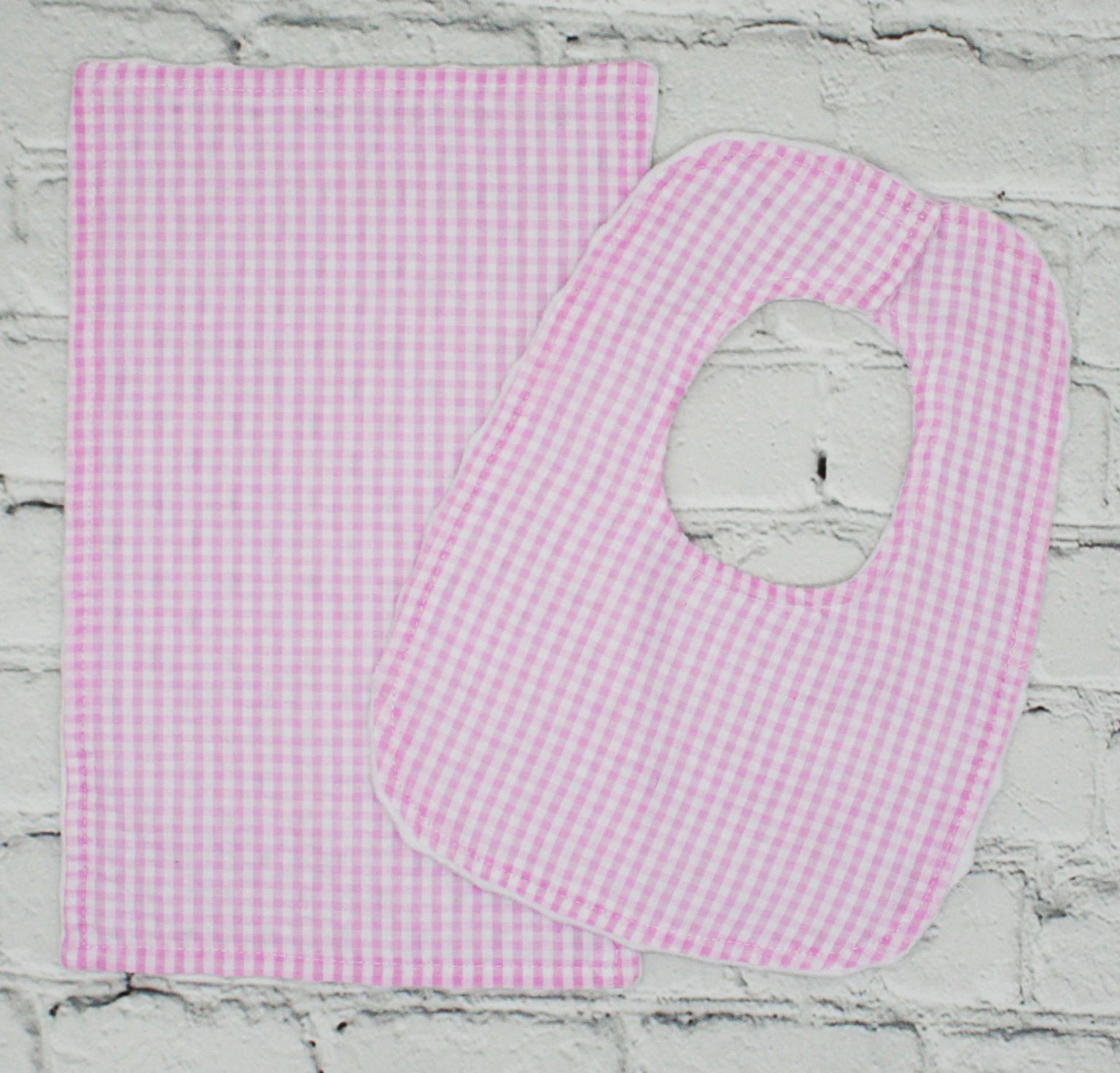 Bib & Burp Cloth Sets Gingham Blanks Outlet