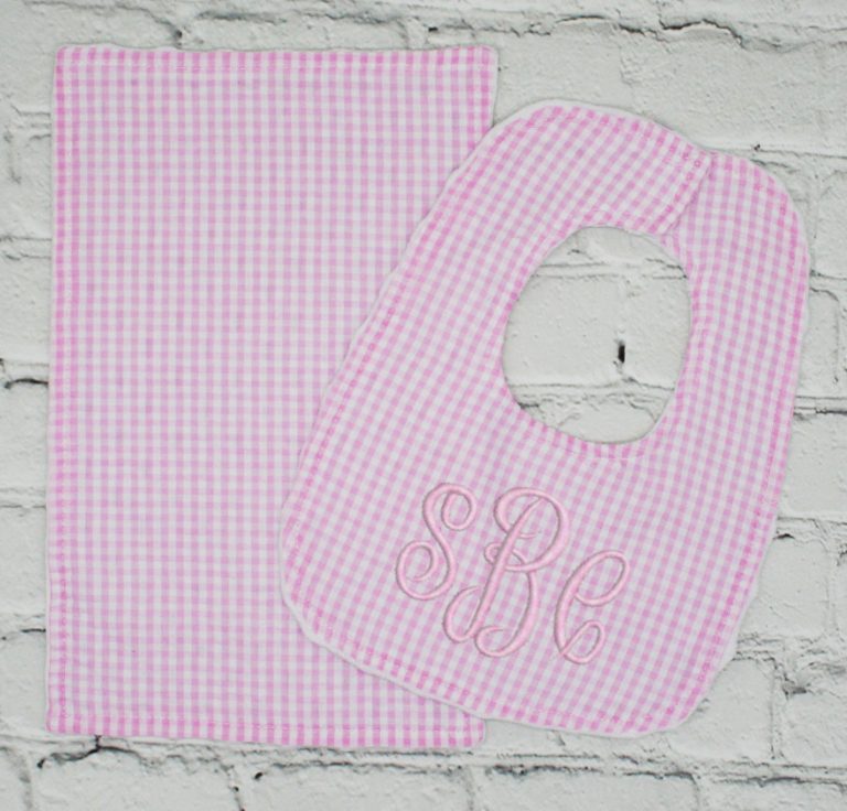 Bib & Burp Cloth Sets Gingham Blanks Outlet