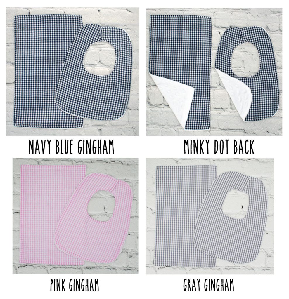 Bib & Burp Cloth Sets Gingham Blanks Outlet